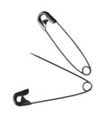 Metal safety pins on white background, top view Royalty Free Stock Photo