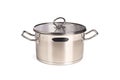 Metal saucepan with a lid isolated on a white background