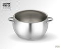 Metal saucepan without lid. Realistic vector, 3d illustration