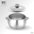 Metal saucepan with lid. Realistic vector on transparent background, 3d illustration Royalty Free Stock Photo