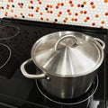 Metal saucepan on a stove
