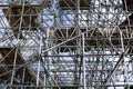 Metal scaffold on construction site