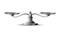 Metal scales. Bowls of scales in balance. Libra icon.