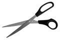 Metal scissors with black plastic handles