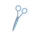 Metal scissors icon. Pair of paper shears. Cutting tool with round holes and blades. Flat vector illustration of