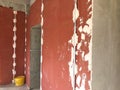 Metal screeds for plaster. Plastering interior walls Royalty Free Stock Photo