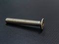 Steel screw bolt isolated on a black surface