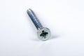 Metal screw plug on white background