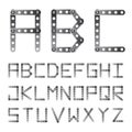 Metal screwed alphabet font