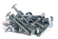 Metal screws on white background closeup Royalty Free Stock Photo