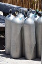 Metal scuba diving oxygen tanks Royalty Free Stock Photo