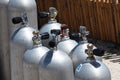 Metal scuba diving oxygen tanks Royalty Free Stock Photo