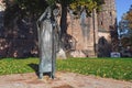 Metal sculpture of bishop Burchard of Worms, author of a canon law collection of twenty books known as the `Decretum` Royalty Free Stock Photo