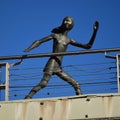 Metal sculpture featuring a skating girl, in Astana