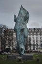 Metal sculpture / public art: Still Water, a horse`s head bronze sculpture by Nic Fiddian-Green Royalty Free Stock Photo