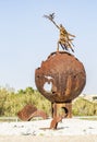 Metal sculpture. View of the city, walk through Calpe. Spain.