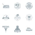 Metal service logo set, simple style Royalty Free Stock Photo