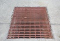 The metal sewer grate drainage for heavy rain Royalty Free Stock Photo