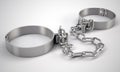 Metal shackles, on gray background Royalty Free Stock Photo