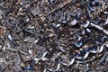 Metal shavings after work of machine texture background