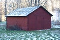 Metal shed brown in the courtyard