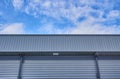 Metal sheet building with vivid blue sky Royalty Free Stock Photo