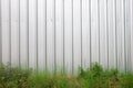 Metal sheet roof or steel sheet roof with green grass and plant. Royalty Free Stock Photo