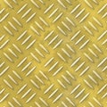 Metal sheet seamless background - diamond plate - yellow gold color Royalty Free Stock Photo