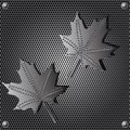 Metal shield maple leaf background with rivets