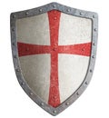 Metal shield of medieval templar or crusader 3d illustration