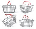 Metal shop basket in different positions on a white background. Royalty Free Stock Photo