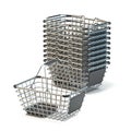 Metal shopping baskets 3D Royalty Free Stock Photo
