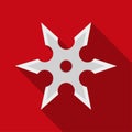 Metal shuriken icon flate. Single weapon icon from the big ammunition, arms set.