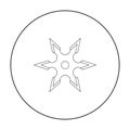 Metal shuriken icon outline. Single weapon icon from the big ammunition, arms set.