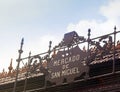 Metal sign at entrance to Market of San Miguel, Madrid