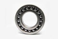 Metal silver ball bearing with balls on white isolated background. Bearing industrial. Part of the car Royalty Free Stock Photo