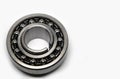 Metal silver ball bearing with balls on white isolated background. Bearing industrial. Part of the car Royalty Free Stock Photo