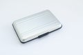 Metal silver case on a white background Royalty Free Stock Photo