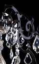 Metal silver chandelier details, modern style isolated on black background. Royalty Free Stock Photo