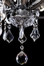 Metal silver chandelier details, modern style isolated on black background. Royalty Free Stock Photo