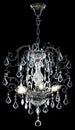 Metal silver chandelier modern style isolated on black background. Royalty Free Stock Photo