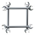 Metal or silver frame from realistic hand wrenches isolated. Vector illustration Eps 10