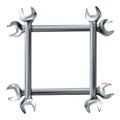 Metal or silver frame from realistic hand wrenches isolated. Vector illustration Eps 10