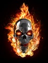 Metal skull, flames