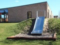 Metal Slide with Blue Sky at Kindergarten