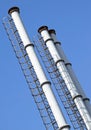 Metal smoke stacks of a factory