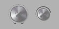 Metal sound knobs. Realistic vector illustration Royalty Free Stock Photo