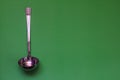 Metal soup ladle on a green background Royalty Free Stock Photo