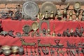 Metal souvenirs at market in Kathmandu, Nepal