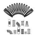 Metal Spiral Flexible Wire Elastic Spring. Vector Isolated Icon Set